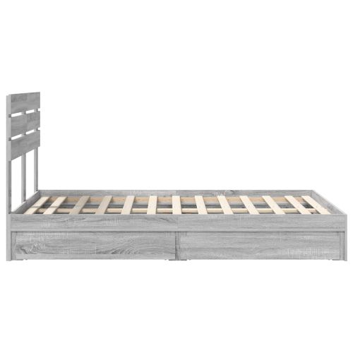 Легло с място за съхранение с таблото Сив Сонома 135 x 190 cm