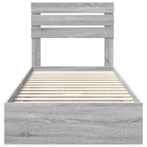 Легло с място за съхранение с таблото Сив Сонома 100 x 200 cm