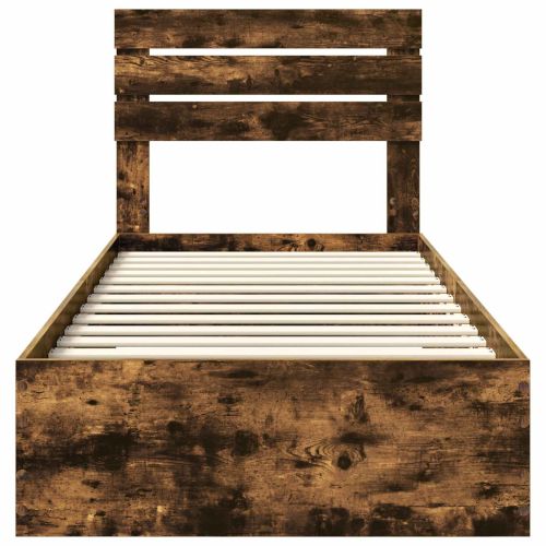 Рамка за легло Опушен дъб и сребро 75 x 190 cm Инженерно дърво