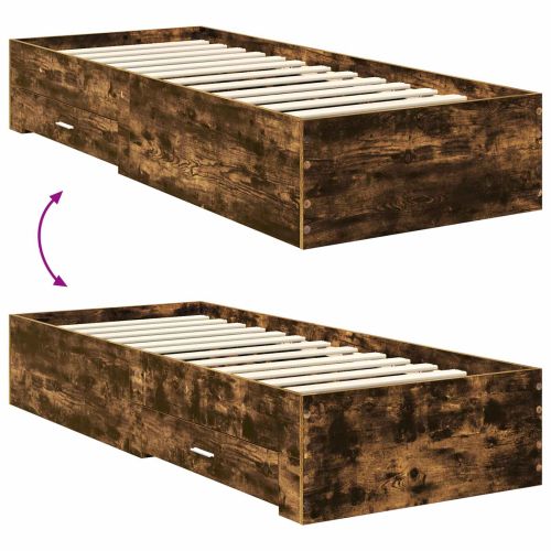 Рамка за легло Опушен дъб и сребро 75 x 190 cm Инженерно дърво