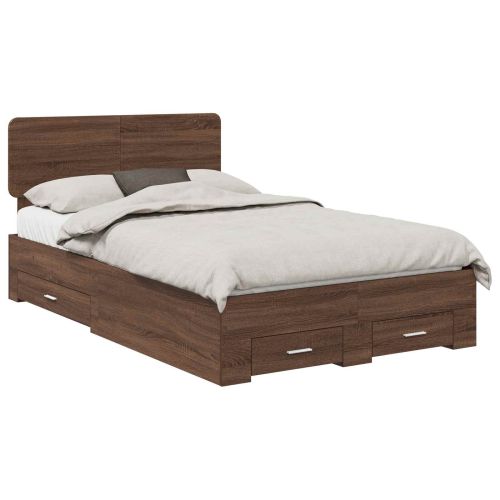 Рамка за легло с таблото Кафяв дъб 135 x 190 cm Инженерно дърво