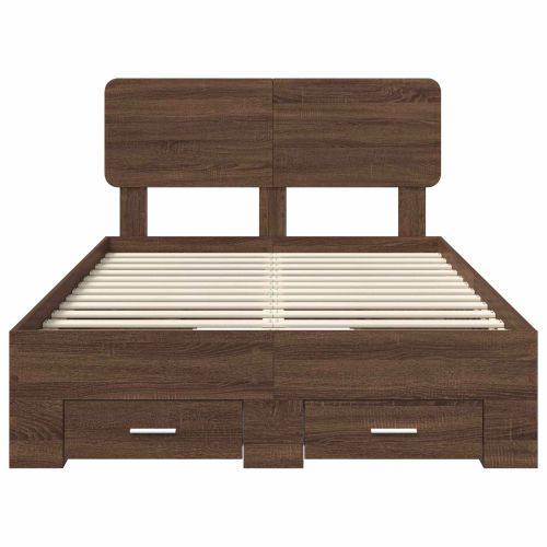 Рамка за легло с таблото Кафяв дъб 135 x 190 cm Инженерно дърво