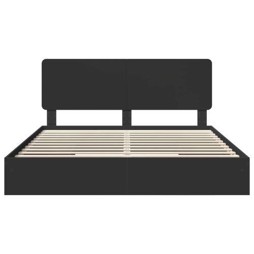 Легло с място за съхранение Черно 200 x 200 cm Инженерно дърво