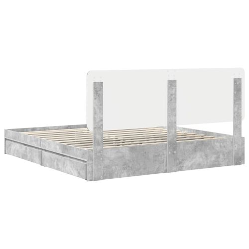 Легло с място за съхранение Циментено сиво 180 x 200 cm