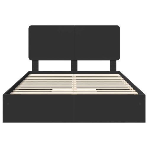 Легло с място за съхранение Черно 150 x 200 cm Инженерно дърво