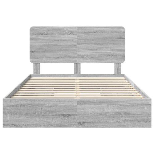 Легло с място за съхранение с таблото Сив Сонома 140 x 200 cm