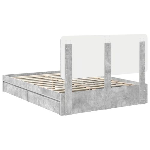 Легло с място за съхранение Циментено сиво 140 x 190 cm