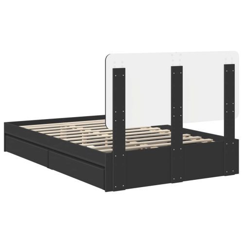 Легло с място за съхранение Черно 135 x 190 cm Инженерно дърво