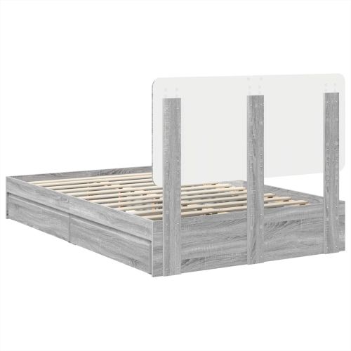 Легло с място за съхранение с таблото Сив Сонома 135 x 190 cm