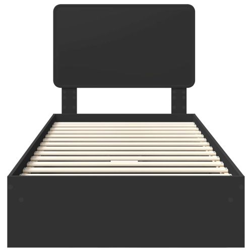 Легло с място за съхранение Черно 100 x 200 cm Инженерно дърво
