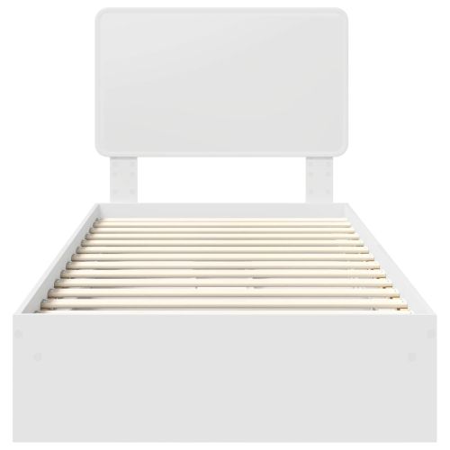 Легло с място за съхранение Бяло 90 x 190 cm Инженерно дърво