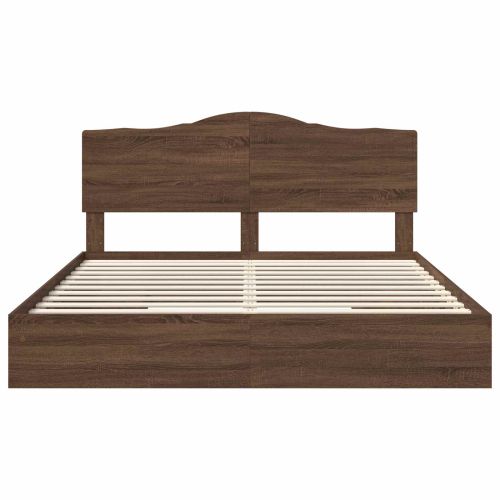 Легло с място за съхранение с таблото Кафяв дъб 200 x 200 cm