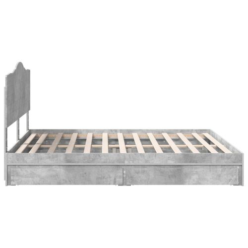 Легло с място за съхранение Циментено сиво 180 x 200 cm