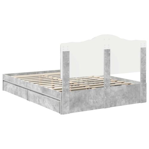 Легло с място за съхранение Циментено сиво 150 x 200 cm