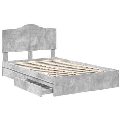 Рамка за легло Циментено сиво 135 x 190 cm Инженерно дърво