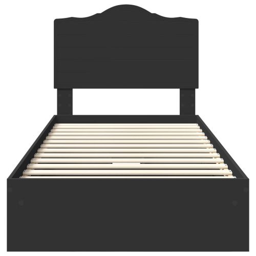 Легло с място за съхранение Черно 100 x 200 cm Инженерно дърво