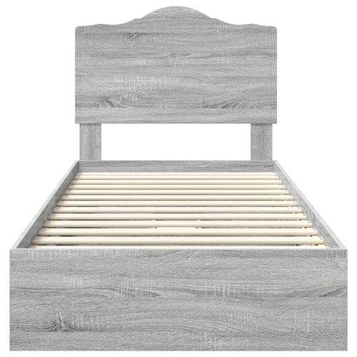 Легло с място за съхранение с таблото Сив Сонома 90 x 190 cm