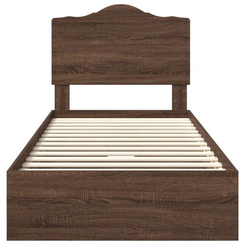 Легло с място за съхранение с таблото Кафяв дъб 75 x 190 cm