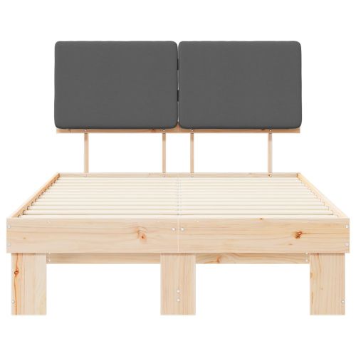 Леглова рамка с тапицирана гръбна част Тъмен сив 120 x 200 cm