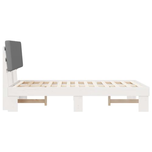 Леглова рамка с тапицирана гръбна част Светлосиво 120 x 200 cm