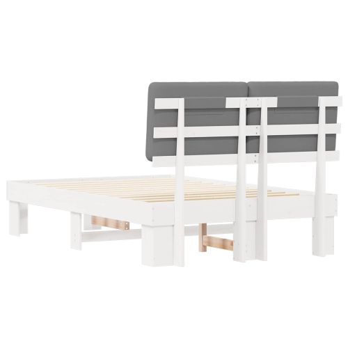 Леглова рамка с тапицирана гръбна част Светлосиво 120 x 200 cm