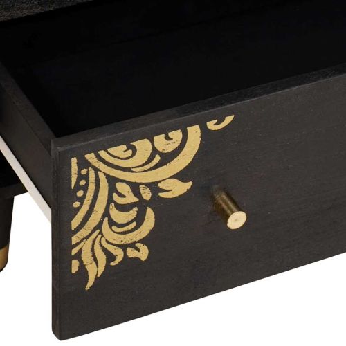 Служебен шкаф 2 pcs Черно 60 x 33 x 75 cm Солидно мангово дърво