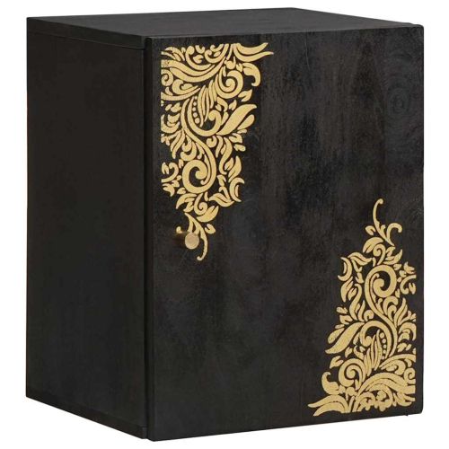 Комплект шкафове за баня 5 pcs Черно Солидно мангово дърво