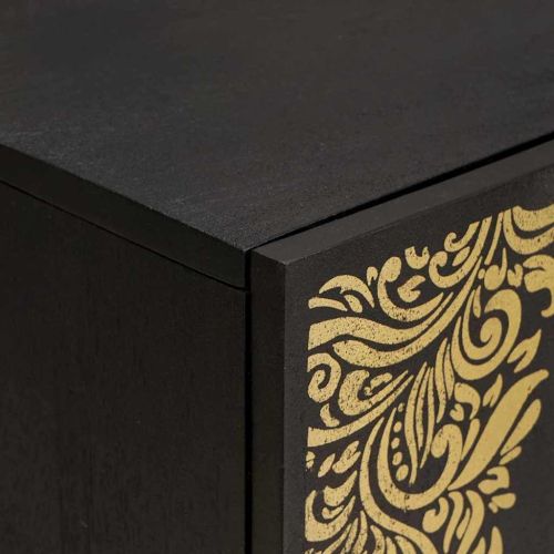 Комплект шкафове за баня 5 pcs Черно Солидно мангово дърво