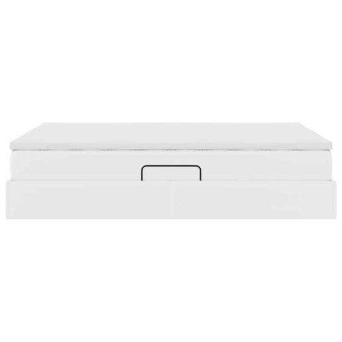 Легло с място за съхранение и матрак с матрак Бяло 140 x 190 cm