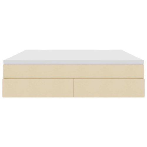 Легло с място за съхранение и матрак с матрак Крем 160 x 200 cm