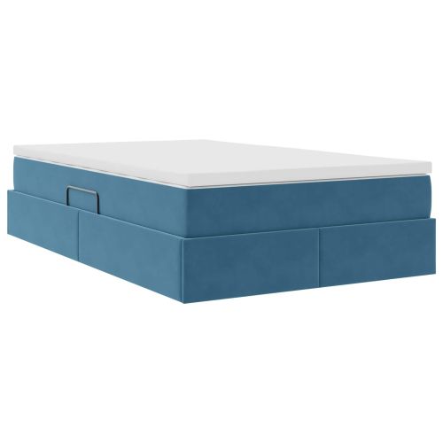 Легло с място за съхранение и матрак Синьо 120 x 190 cm Кадифе