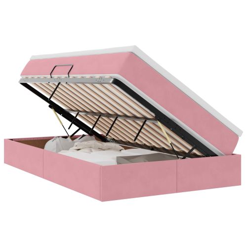 Легло с място за съхранение и матрак Розово 120 x 190 cm Кадифе