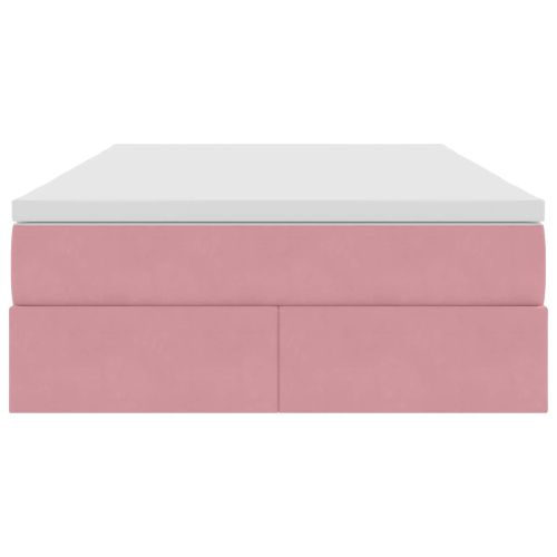 Легло с място за съхранение и матрак Розово 120 x 190 cm Кадифе