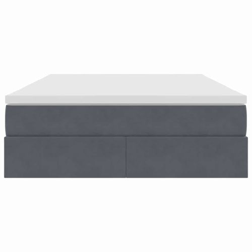 Легло с място за съхранение и матрак Тъмен сив 140 x 200 cm