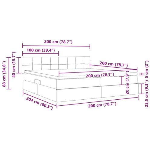 Легло с място за съхранение и матрак Таупе 200 x 200 cm