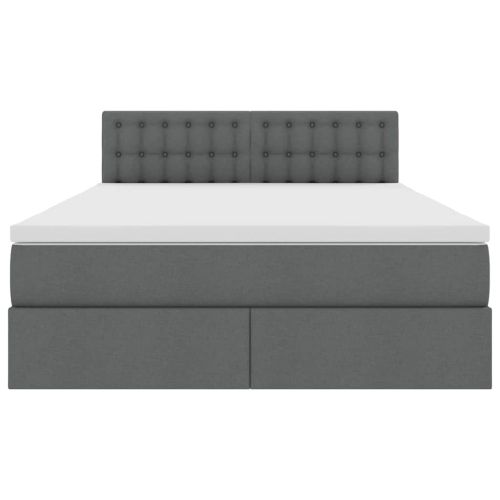 Легло с място за съхранение и матрак Тъмен сив 140 x 200 cm