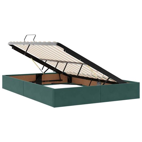 Легло с място за съхранение Тъмен зелен 140 x 200 cm Кадифе