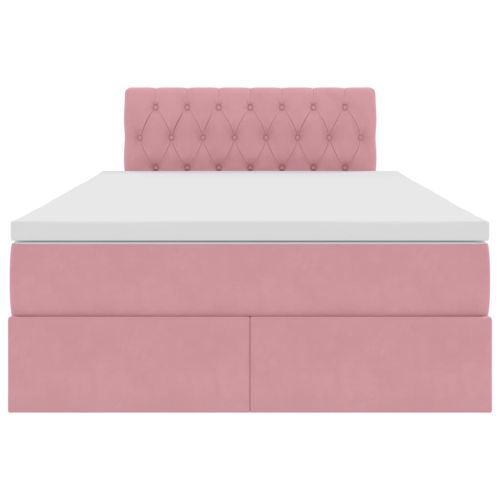 Легло с място за съхранение с матрак Розово 120 x 190 cm Кадифе