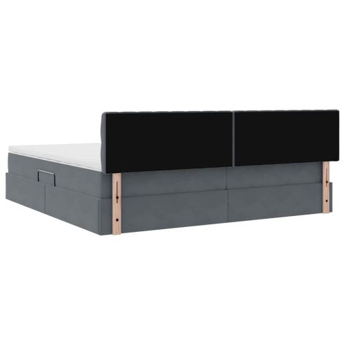 Легло с място за съхранение Тъмен сив 200 x 200 cm Кадифе