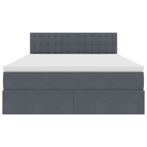 Легло с място за съхранение Тъмен сив 140 x 200 cm Кадифе