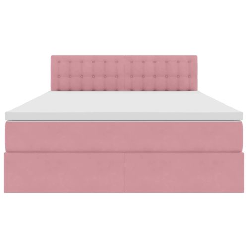 Легло с място за съхранение с матрак Розово 140 x 200 cm Кадифе