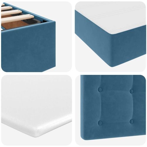 Легло с място за съхранение Тъмен син 160 x 200 cm Кадифе