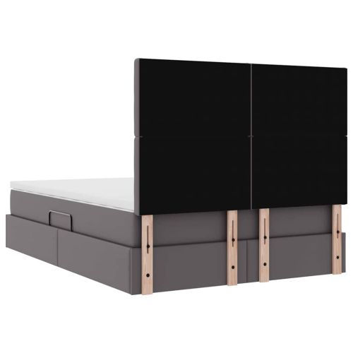 Легло с място за съхранение Сив 140 x 190 cm Изкуствена