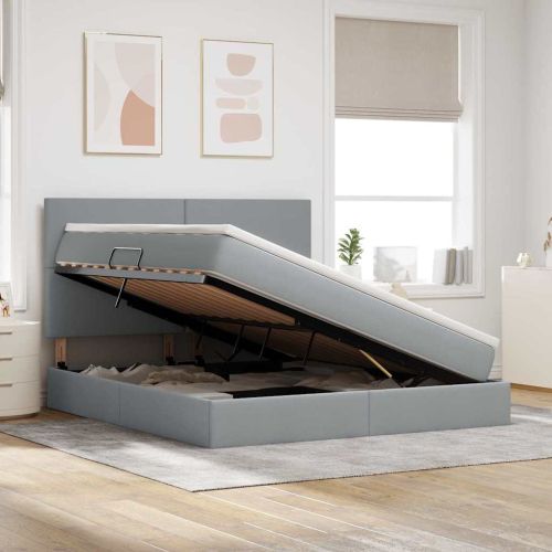 Легло с място за съхранение Светлосиво 180 x 200 cm Изкуствена