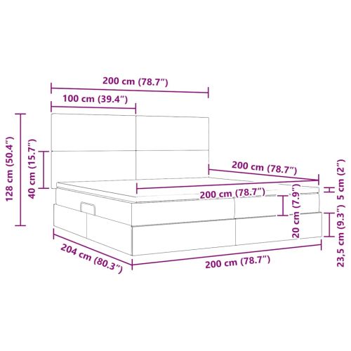Легло с място за съхранение Черно 200 x 200 cm Изкуствена