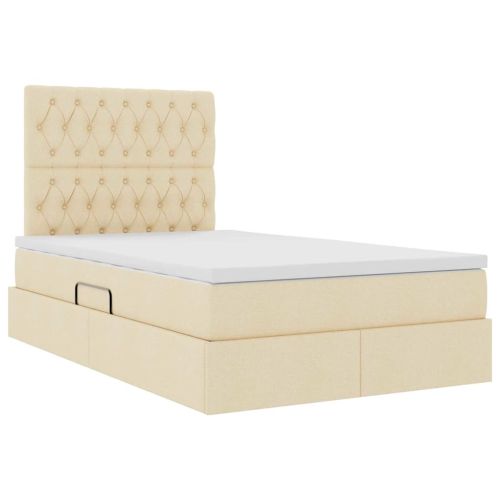 Легло с място за съхранение Кремав 120 x 200 cm Изкуствена