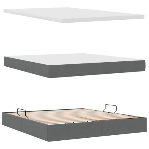 Легло с място за съхранение Тъмен сив 160 x 200 cm Изкуствена