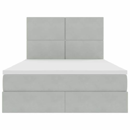 Легло с място за съхранение и LED Светлосиво 140 x 190 cm