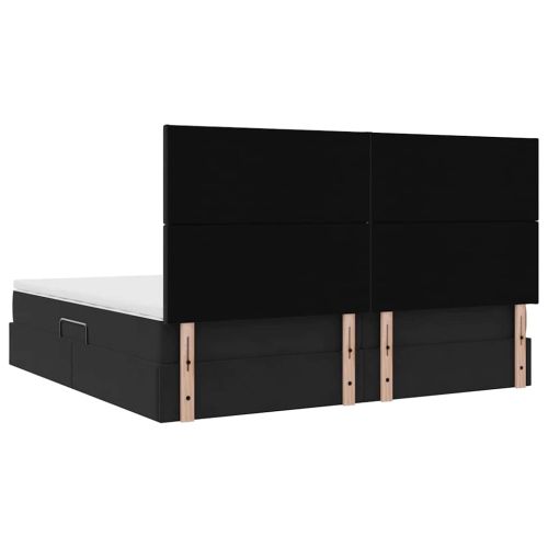 Легло с място за съхранение и LED Черно 200 x 200 cm Кадифе