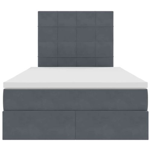 Легло с място за съхранение и LED Тъмен сив 120 x 200 cm Кадифе